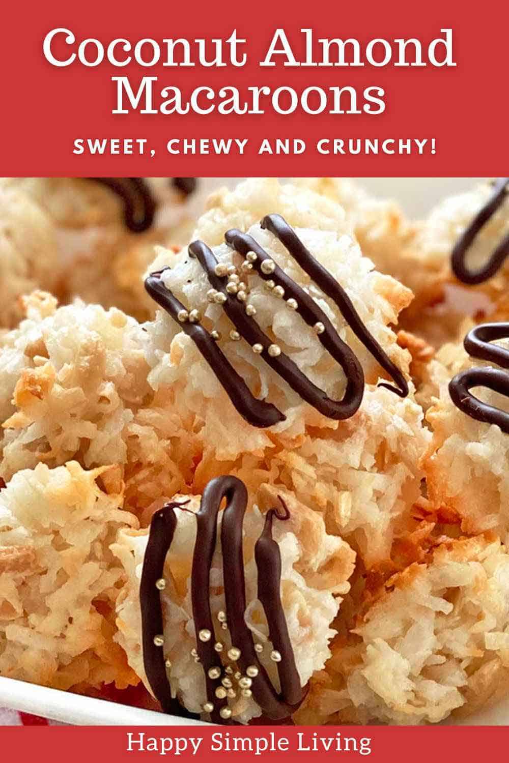 Coconut almond macaroons piled in a serving dish.