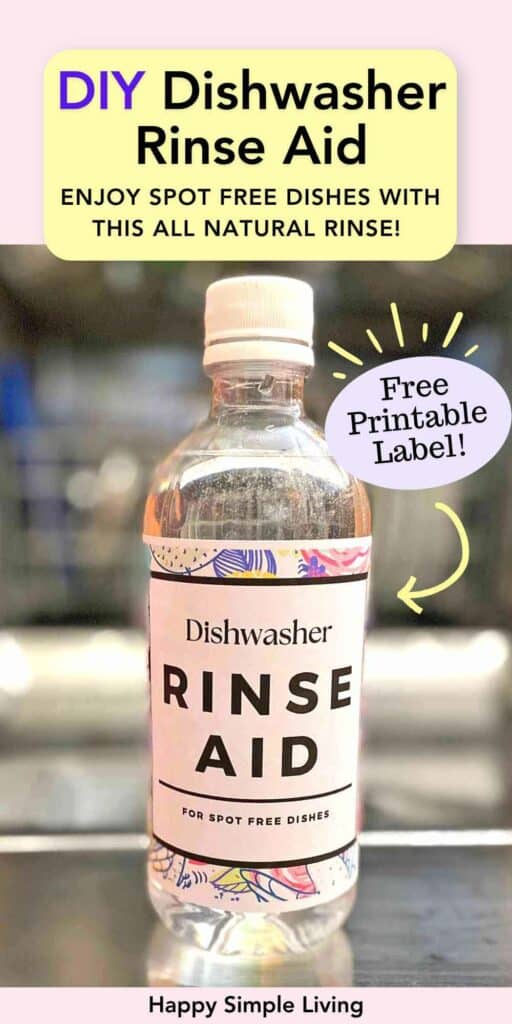 A bottle of homemade dishwasher rinse aid.