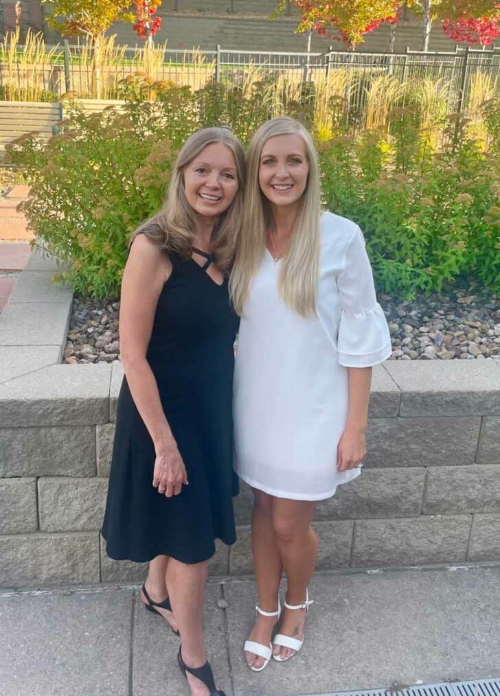 Mother and daughter at the rehearsal dinner