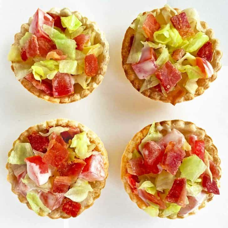 4 mini BLT cups appetizers.