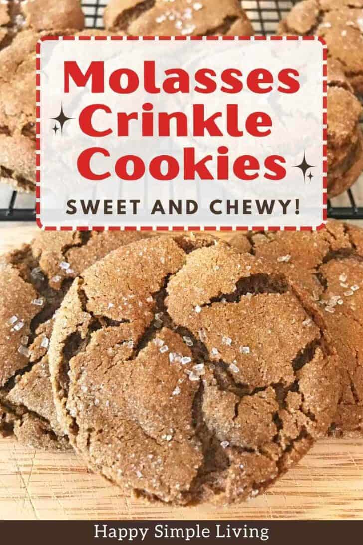 Molasses Crinkle Cookies just baked and cooling on a rack.