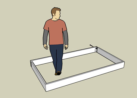 Raised garden bed plan drawing.