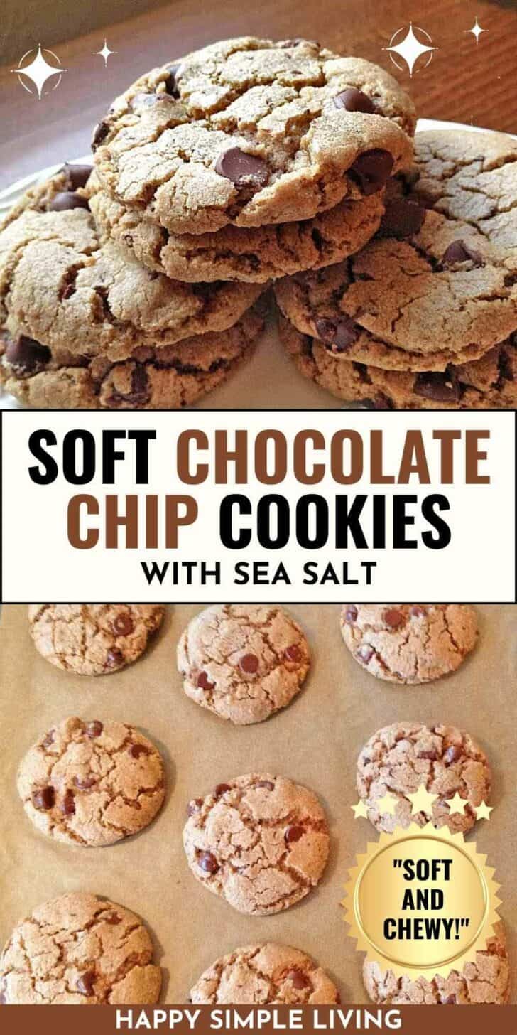 Chocolate Chip Cookies with Sea Salt on a baking sheet and ready to eat.